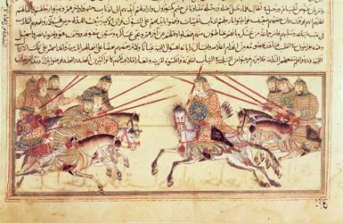 Csata mongol törzsek között, valószínűleg Rasíd ad-Dín „Jami